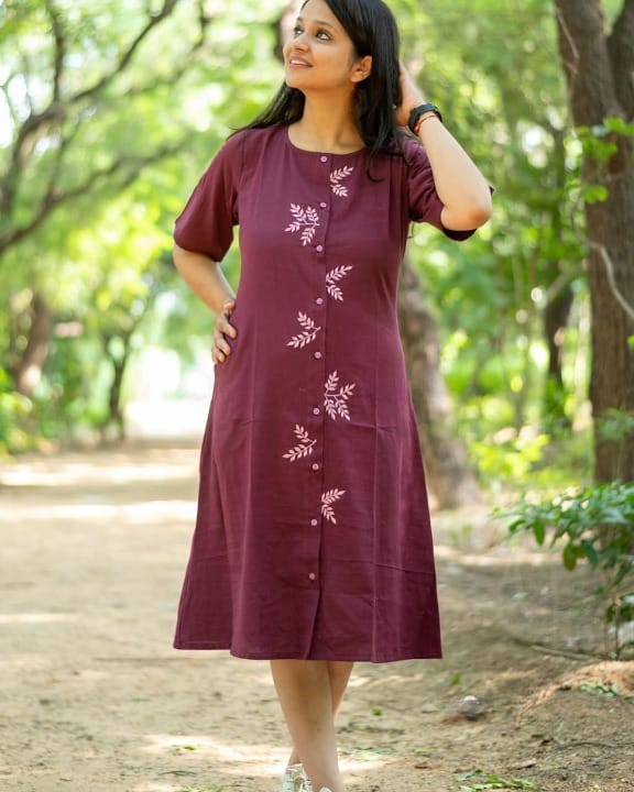 Women front button style aline kurta set