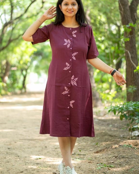 Women front button style aline kurta set