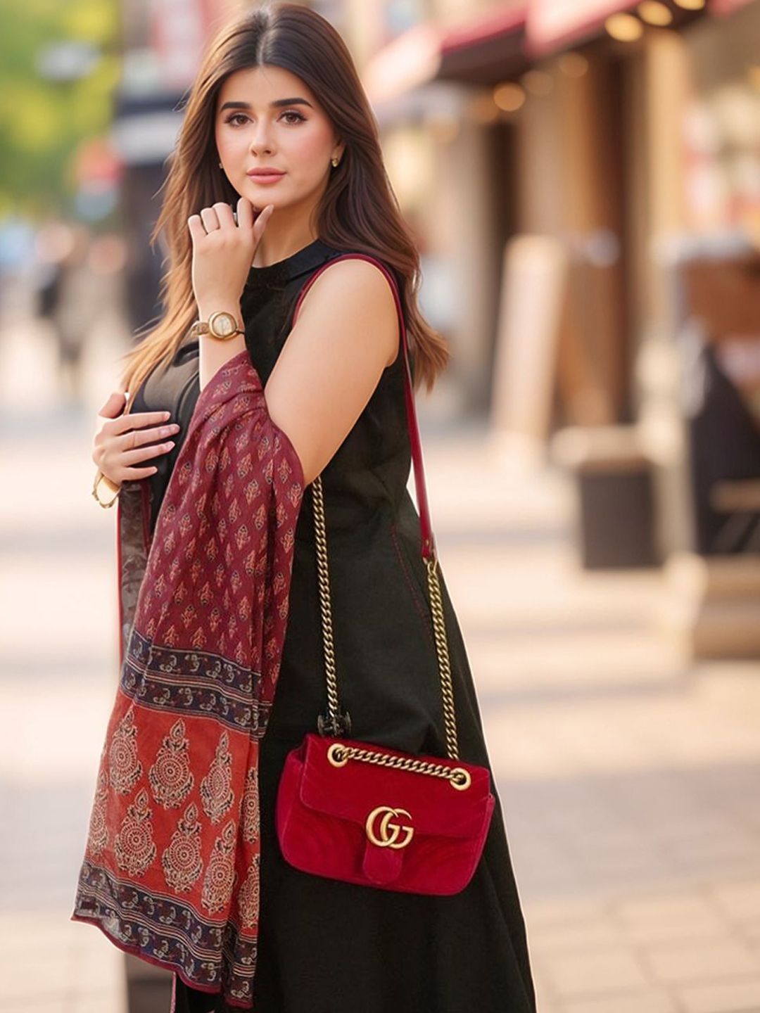 Round Neck A-Line Kurta With Palazzos & Dupatta