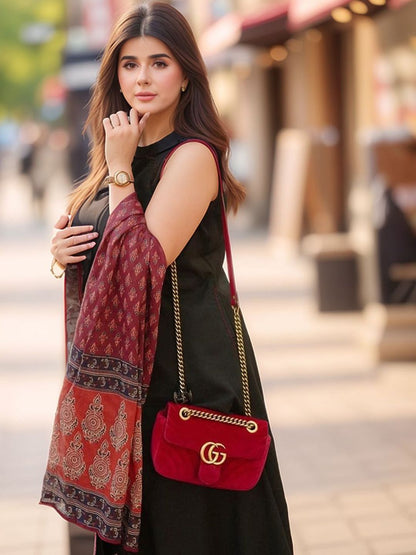 Round Neck A-Line Kurta With Palazzos & Dupatta