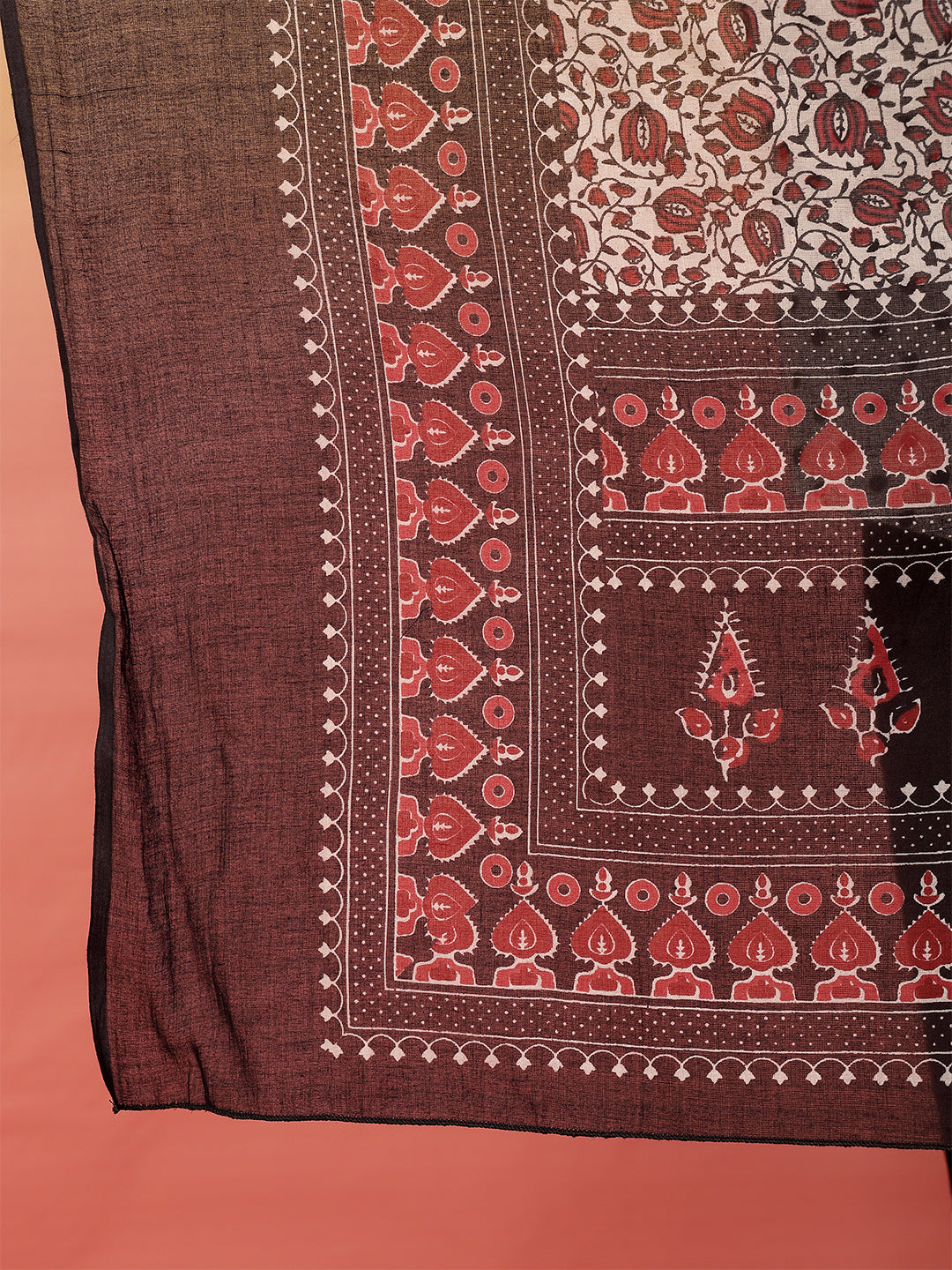Women Black Straight Fit Kurta with Pant & Dupatta